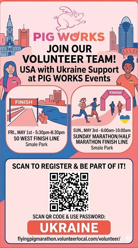 USA with Ukraine Volunteer Flying Pig Marathon